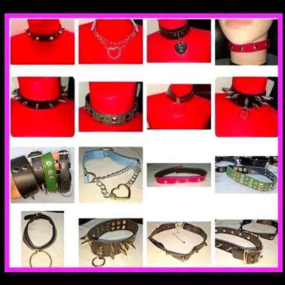 8 Chokers Necklaces Spiked Collars Gothic Punk Jewelry ! - Picture 1 of 13
